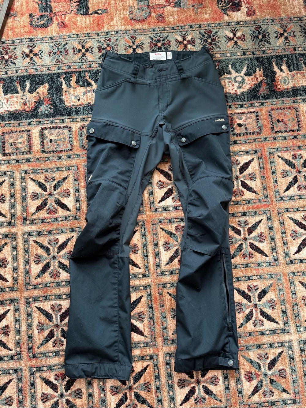 Fjallraven Black Technical Track Pants with Buttoned Cargo Pockets